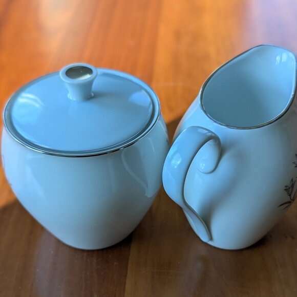 Noritake Blue Bell Sugar Bowl With Lid & Creamer Set Porcelain Fine China, #5564 - Picture 9 of 9
